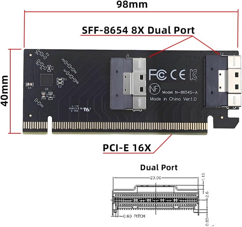 CY Low Profile Slimline Dual SFF-8654 8X 74Pin to Detachable PCIE 16X Express 3.0 PCIE4.0 Raid Card VROC Raid0 Hyper Adapter - Image 5